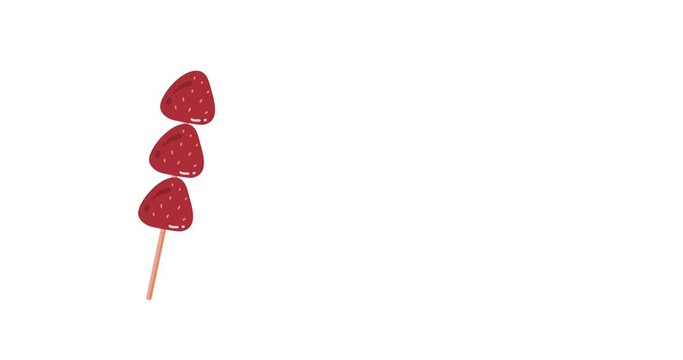 Tanghulu traditional Chinese hard caramel coated strawberry animation