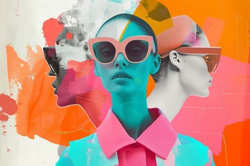 modern fashion photo collage, bold colors