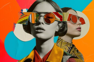 modern fashion photo collage, bold colors