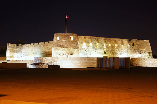 Arad Fort at night. Muharraq Island Bahrain Middle East
