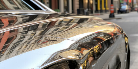 Fototapeta premium A car in the city traffic