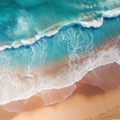 Keuken spatwand met foto Discover the captivating allure of a breathtaking aerial view featuring a serene beach and expansive ocean. AI generative. © น้ำฝน สามารถ