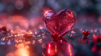 Shimmering red heart, fabulous, sparkling, glittering, for Valentine's Day