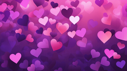 Heart shaped bokey lights, violet background, only pink lights