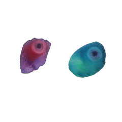 watercolor blue and pink stain mark on white background