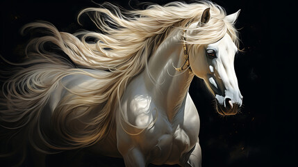 Obraz na płótnie Canvas A horse with a beautiful mane and tail