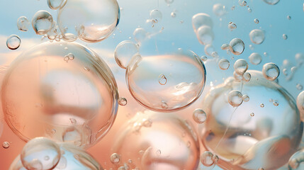 Bubbles on the surface of soapy water - obrazy, fototapety, plakaty
