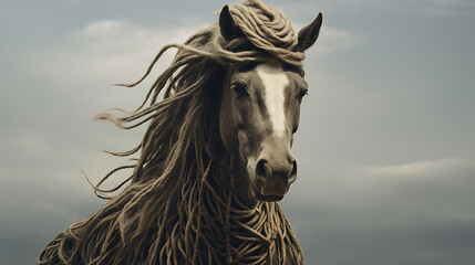 A horse with a braided mane