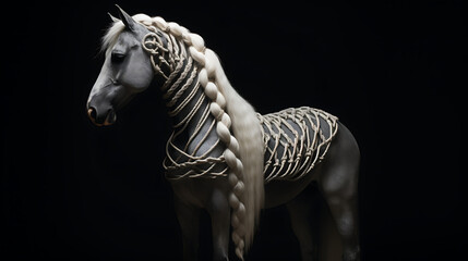 Fototapeta na wymiar A horse with a braided tail