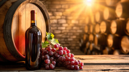 Obraz premium Row of Wine Bottles Displayed on Cellar Shelf