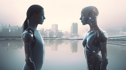 Humanoid companion, Human-AI interaction, Robot and person, Human and intelligent robot