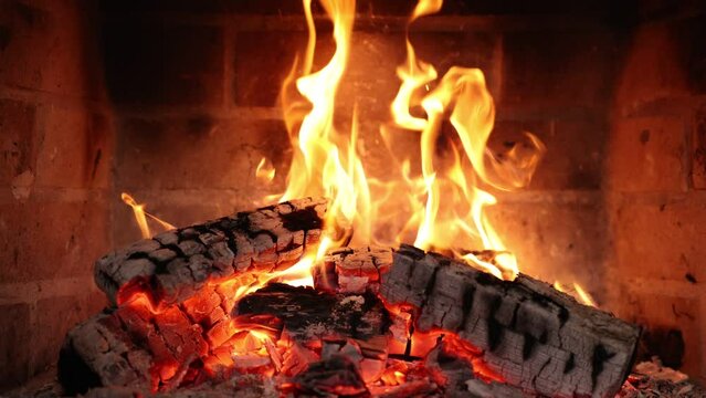 Fireplace at home for relaxing evening. Cozy Fireplace Night . Asmr sleep