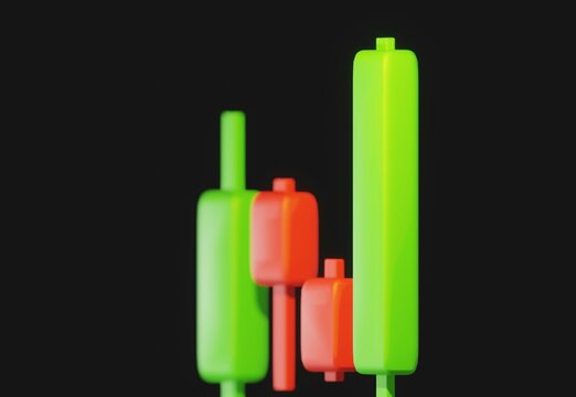 green and red candlestick chart in the stock market and finance. 3d graphic