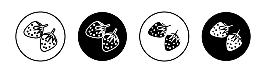 Strawberry flat line icon set. Strawberry Thin line illustration vector