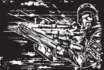 Vector illustration of a soldier on an abstract background
