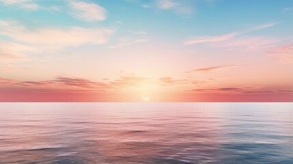 A tranquil seascape with a pastel colored sunset