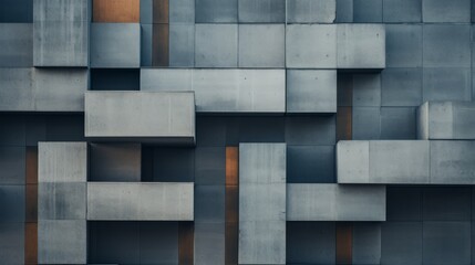 An abstract composition of brutalist architectural patterns