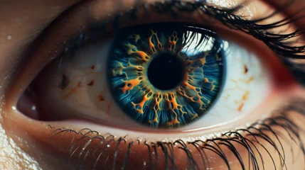 Tuinposter Close-up of a person's eye showing iris patterns © MuhammadAslam