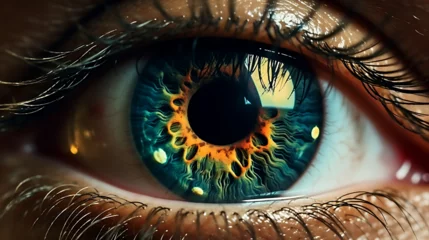 Meubelstickers Close-up of a person's eye showing iris patterns © MuhammadAslam