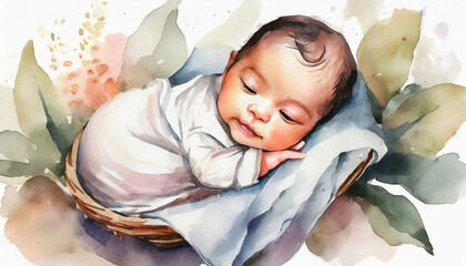 Adorable newborn baby sleeping on his stomach, peaceful healthy baby sleep, happy childhood