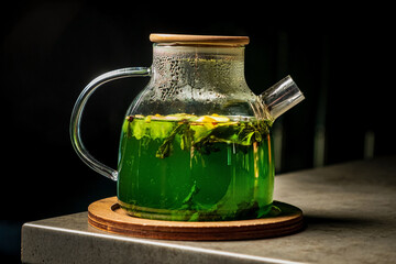 winter tea with pine cone