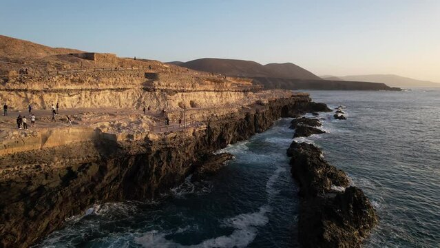Fuerteventura, Canary islands. Coastline and beach in a tourist town.