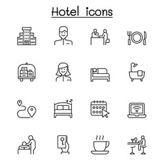 Hotel icon set in thin line style