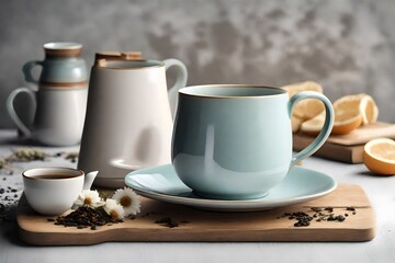 Obraz na płótnie Canvas Tea mug with jug