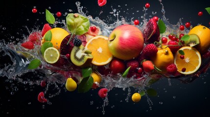 Obraz na płótnie Canvas Fruit in water splash background