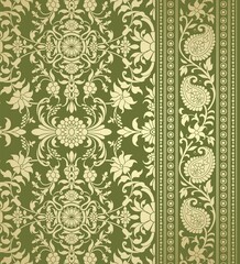 wedding card design, traditional paisley floral pattern , royal India	