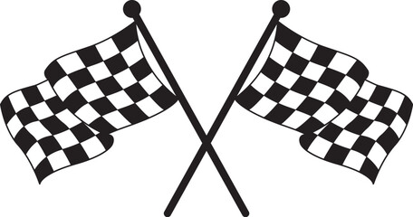 crossed racing chekered flag vector - obrazy, fototapety, plakaty