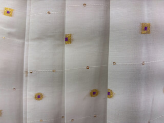 White purple silk sari closeup