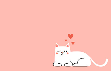 Valentine's poster design. Cat cartoon vector. Cute Couple Cat share with love heart for valentine's