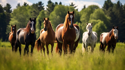 A group of horses grazing in a meadow