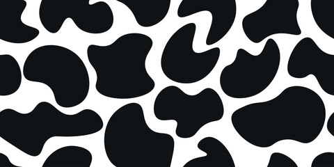 black seamless pattern with splashes abstract organic liquid shape
