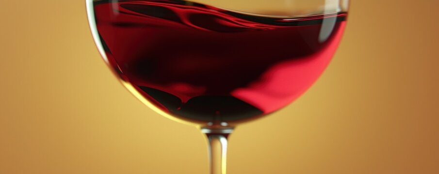 A hyperrealistic image of a glass of red wine with visible reflections, perfect for culinary themes, advertising, or art