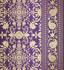 wedding card design, traditional paisley floral pattern , royal India	