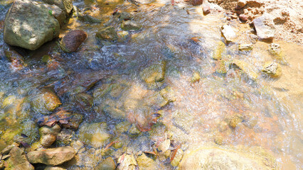 Mountain Water With Rocks In The River Rapids Mountain River With Fast Water And Big Rocks In It