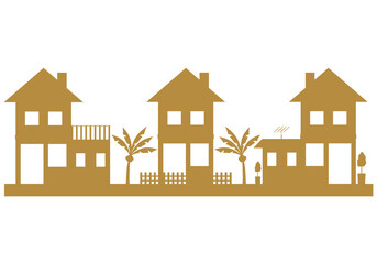 Fototapeta premium Gold Real Estate Icon Isolated on White