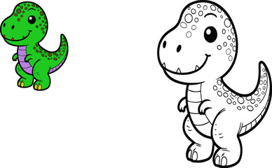 Illustration of educational coloring book vector-dinosaur, t rex, tyrannosaurus