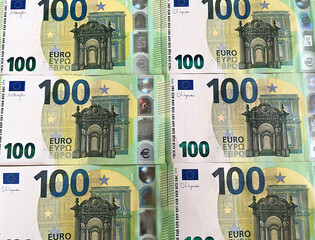Background from euro bills. Euro banknotes. Euro currency. Currency of Europe