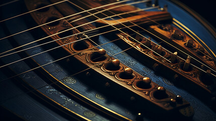 Details of a musical instrument's strings