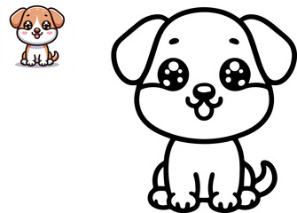 Funny little dog. Coloring book. Educational game for children. Cartoon vector illustration