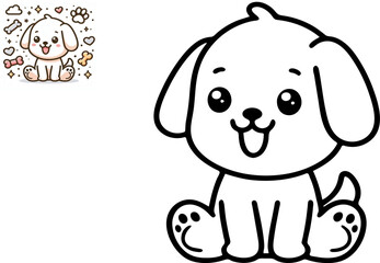 Funny little dog. Coloring book. Educational game for children. Cartoon vector illustration