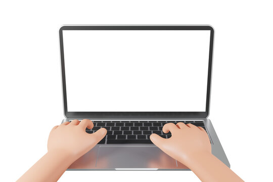 Laptop with blank screen or mock up computer for apply screen display on web and app isolated on white background, 3D render illustration