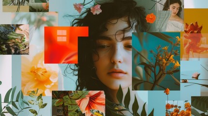 a composition of photos or graphics creating a moodboard -