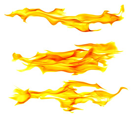 sparks of three bright yellow flame stripes on white