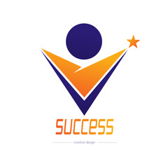 Success. Template of a logo, sticker, brand or label for a creative idea. Flat style