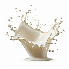 Splash of milk or cream isolated on white background With clipping path. Full depth of field. Focus stacking. Generative AI 