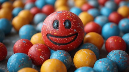 Fototapeta na wymiar Cute emoji ball Embracing Unity and Positivity Around the World on International Day of Happiness